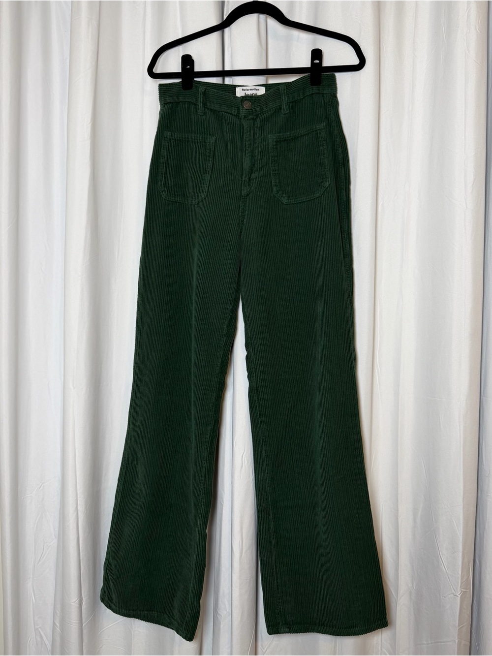 Reformation Alyssa Corduroy Pants Womens 28 Forest Green High Rise Wide Leg